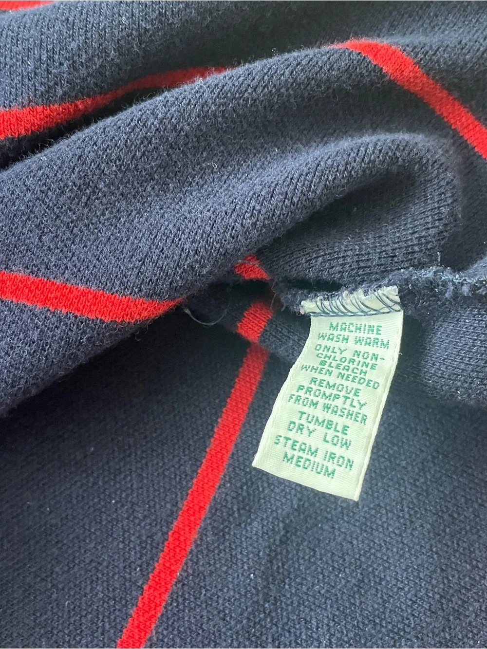 Vintage Lauren Ralph Lauren Navy Polo with Thin Red Stripes Medium